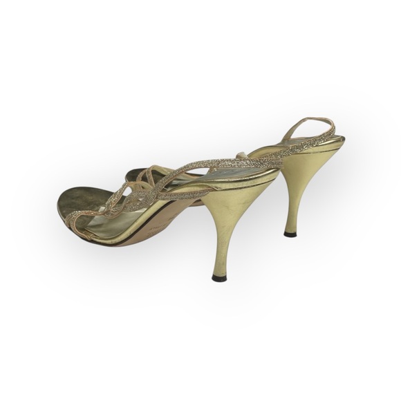 Vintage: Anne Klein 🝮 Glittery Stiletto Slingback Sandals 🝮 Metallic Gold 🝮 8.5 - Picture 5 of 16